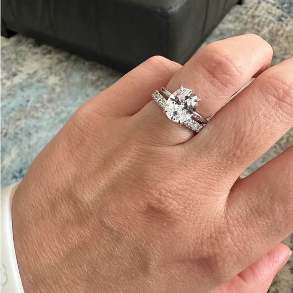 SOLD $210 3 Carat Oval Simulated Diamond .925 Sterling Silver with Hidden Halo - Picture 4 of 12